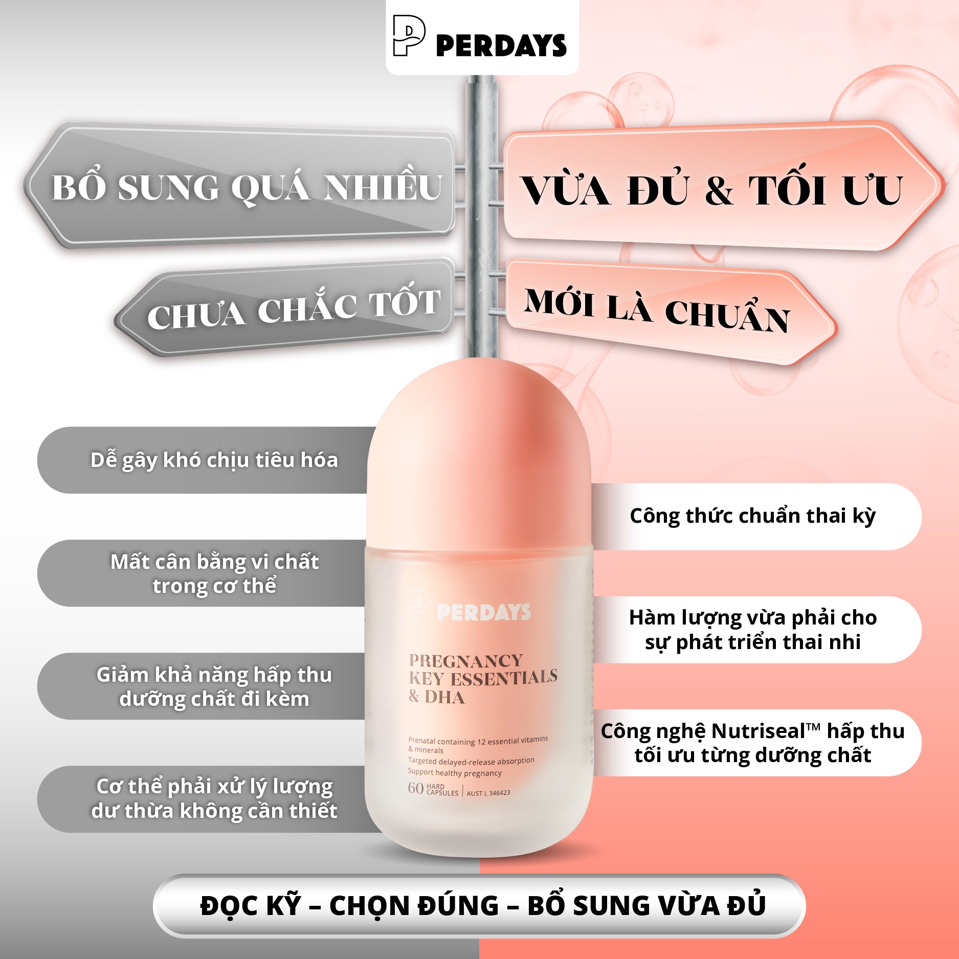 Viên uống bổ sung Vitamin Tổng Hợp & DHA - PERDAYS Pregnancy Key Essentials & DHA