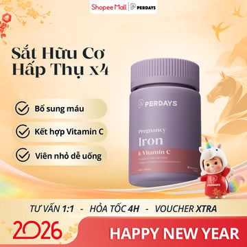 Viên uống bổ sung Sắt Hữu Cơ - Perdays Pregnancy Iron & Vitamin C - Hỗ Trợ Bổ Sung Sắt