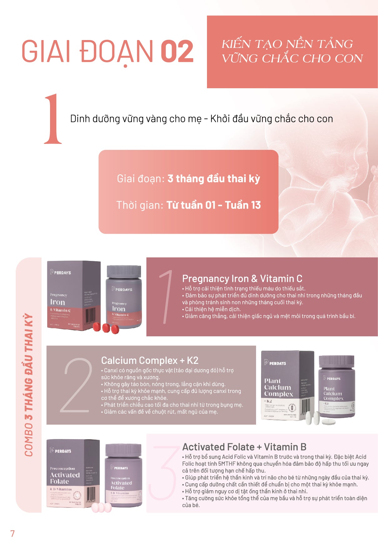 3 Tháng Đầu Thai Kỳ – Dinh Dưỡng Vững Vàng Cho Mẹ Và Bé - COMBO 5 LỌ