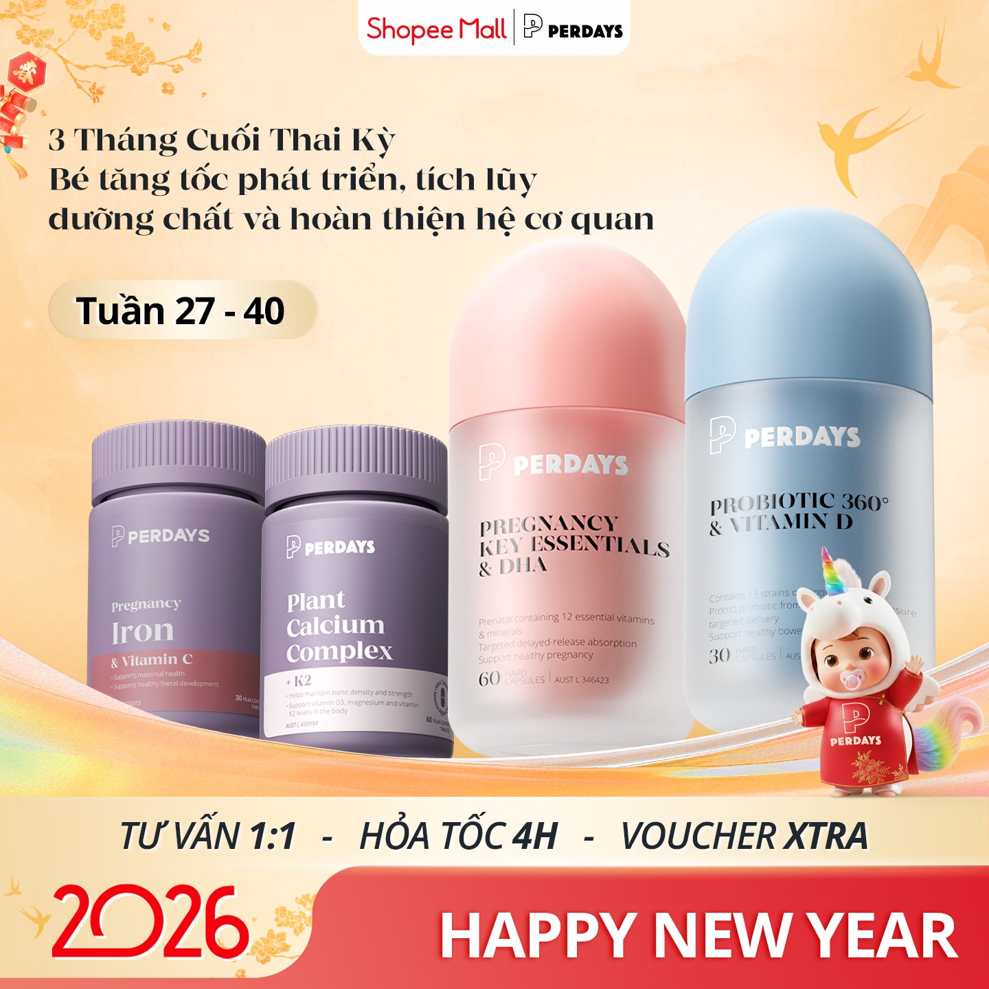 3 Tháng Cuối Thai Kỳ – Dinh Dưỡng Hoàn Hảo Cho Sự Phát Triển Của Bé Yêu - COMBO 4 LỌ