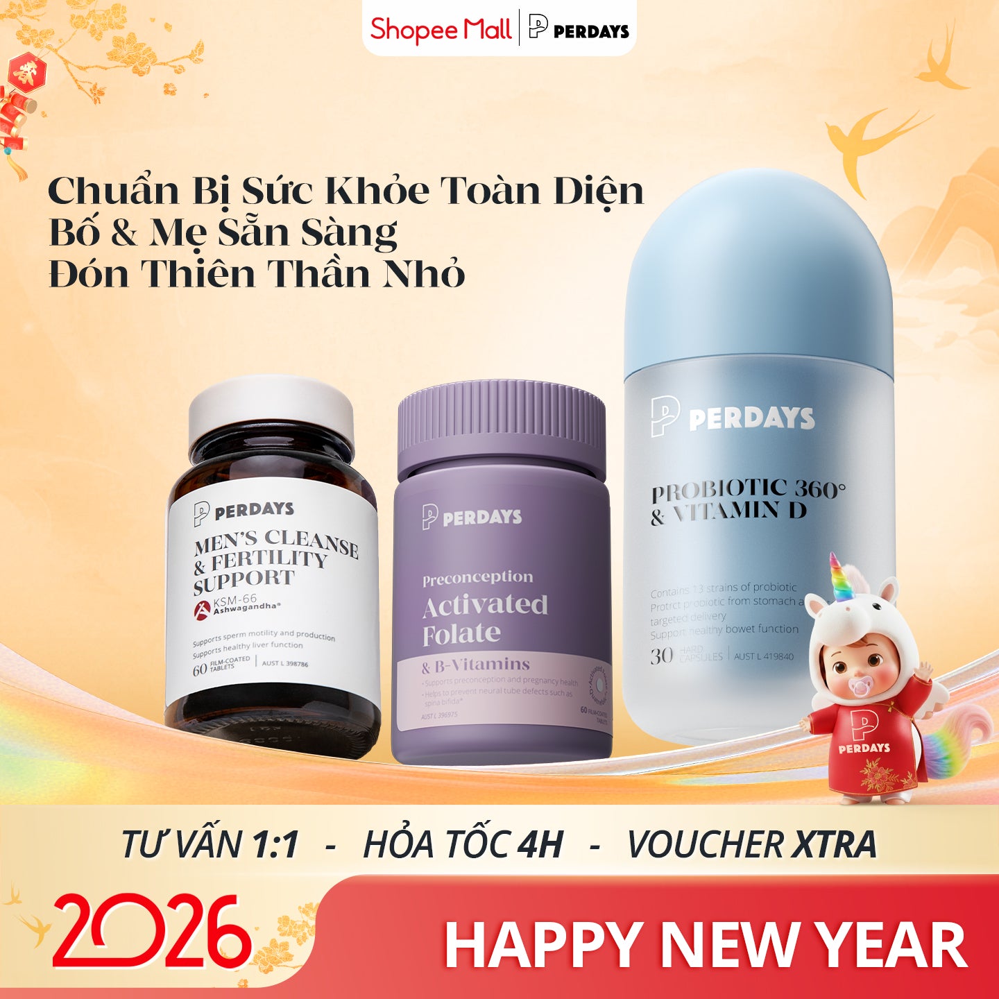 Chuẩn Bị Sức Khỏe Toàn Diện Cho Mẹ & Ba – Sẵn Sàng Đón Thiên Thần Nhỏ - COMBO 3 LỌ