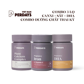 Combo Sắt + Canxi + DHA cho mẹ bầu - Bổ sung dưỡng chất hỗ trợ thai kỳ - [COMBO 3 LỌ]