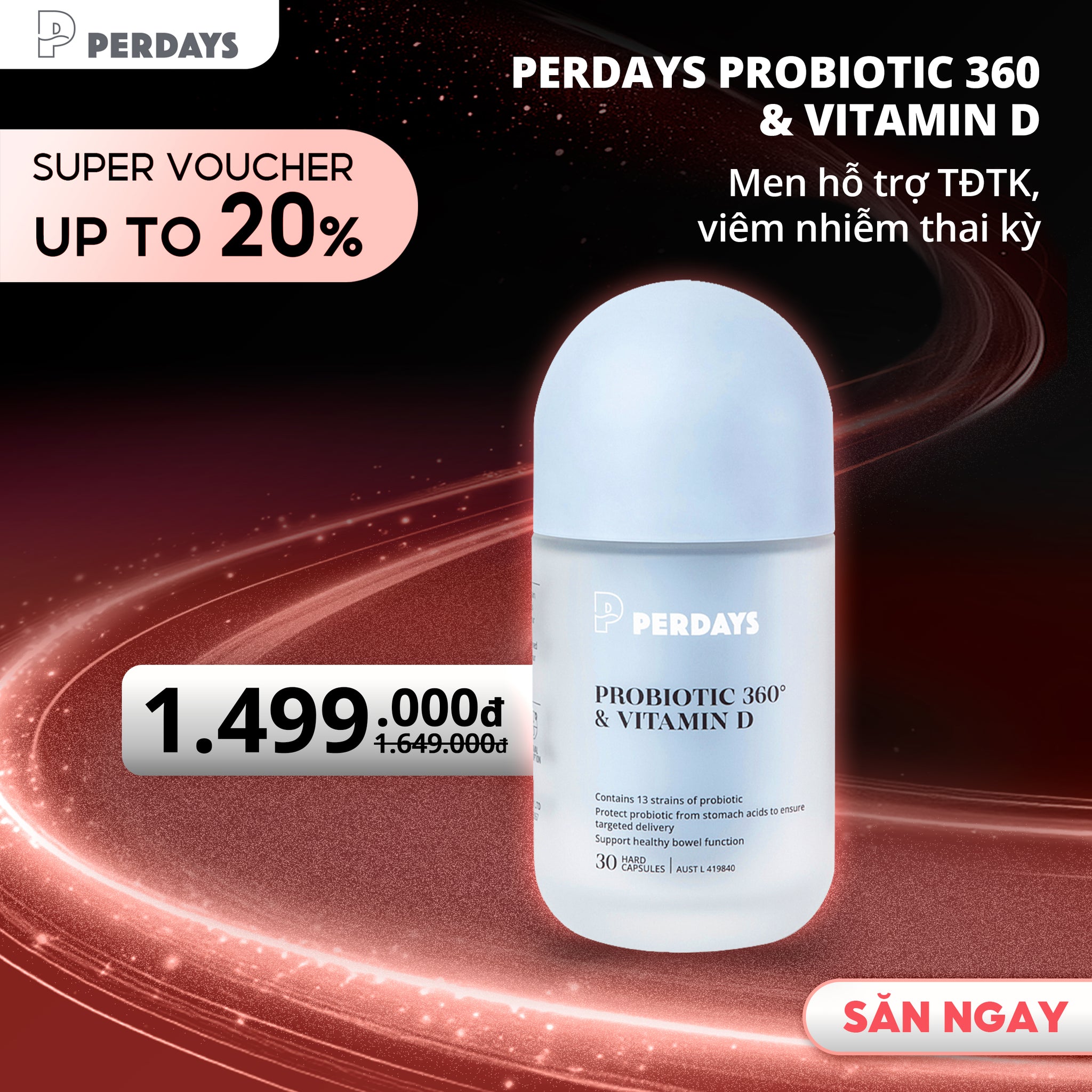 Men Vi Sinh Cho Mẹ Bầu - PERDAYS Probiotic 360 & Vitamin D