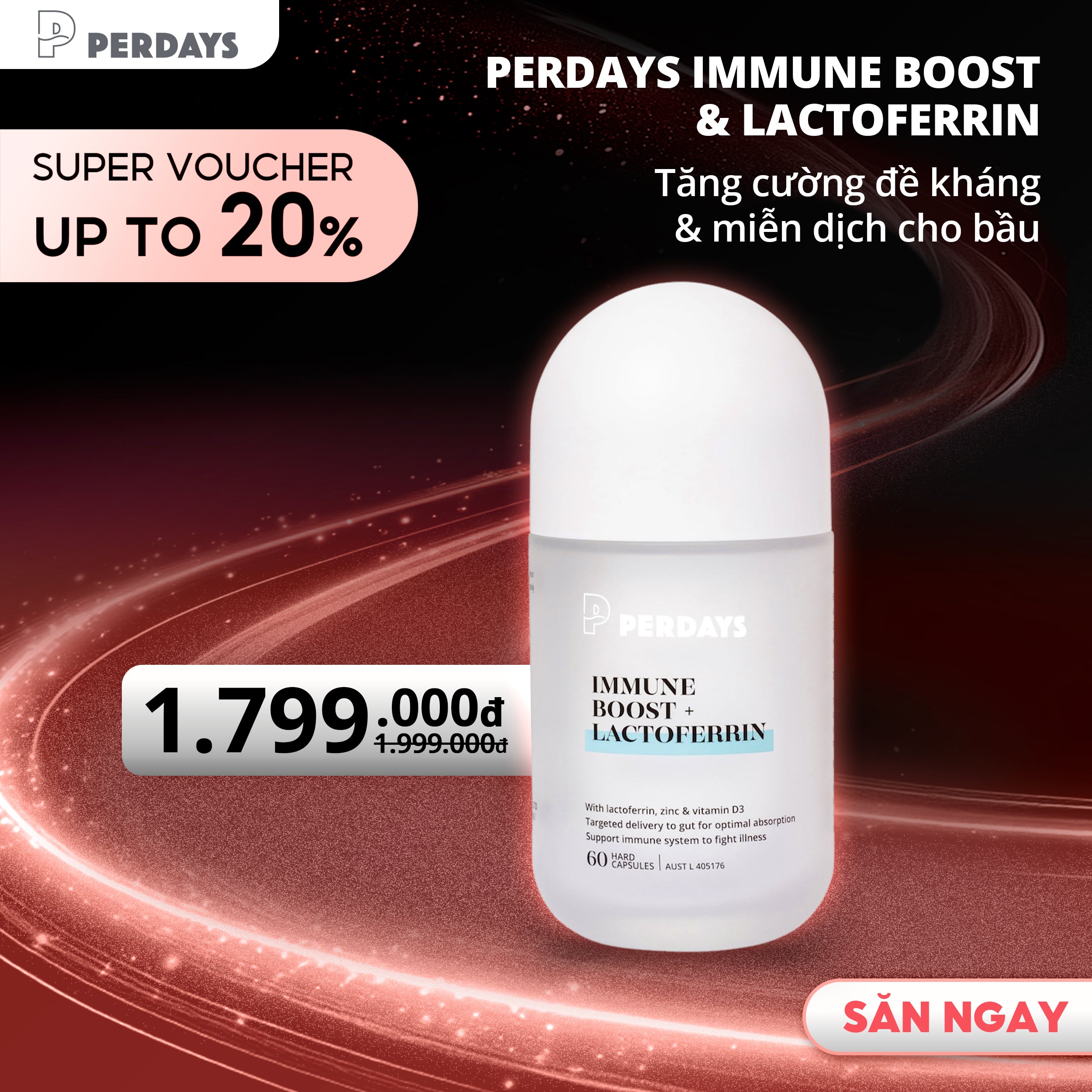 Tăng Cường Miễn Dịch Cho Mẹ và Bé - PERDAYS Immune Boost + Lactoferrin