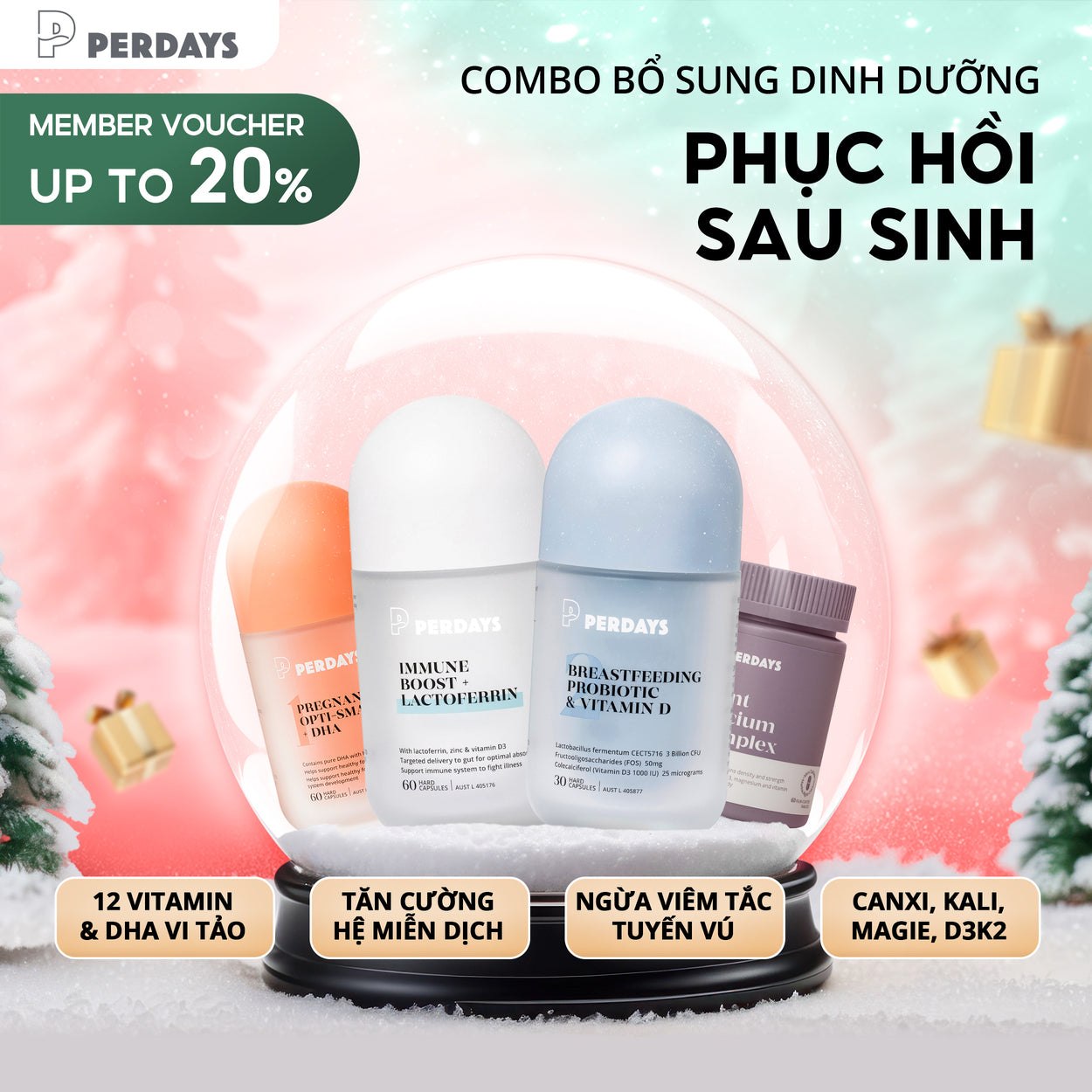 Combo Phục Hồi Sau Sinh – Dinh Dưỡng Tối Ưu Cho Mẹ, Khởi Đầu Khỏe Mạnh Cho Bé - COMBO 4 LỌ