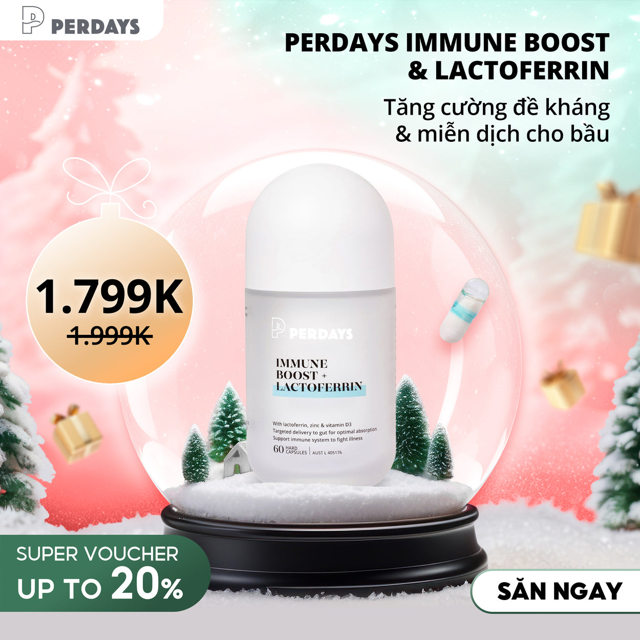 Tăng Cường Miễn Dịch Cho Mẹ và Bé - PERDAYS Immune Boost + Lactoferrin
