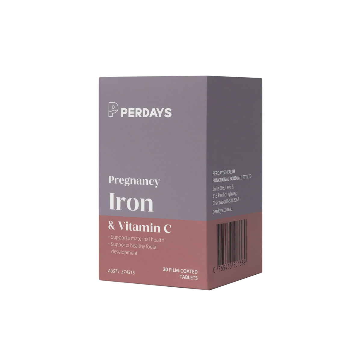 Sắt Hữu Cơ - Perdays Pregnancy Iron & Vitamin C - Hỗ Trợ Bổ Sung Sắt